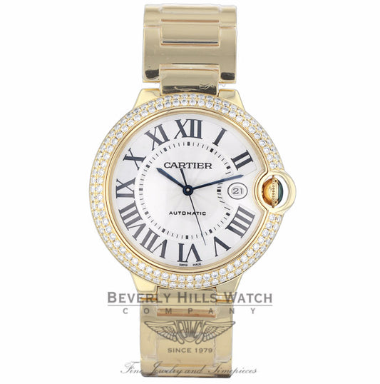 Cartier Ballon Bleu Large 42mm 18k Yellow Gold Diamond Bezel WE9007Z3 APZ9R8 - Beverly Hills Watch Company