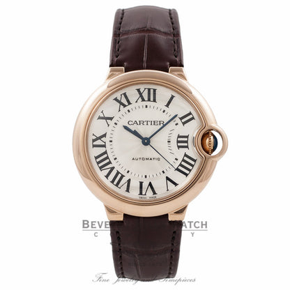 Cartier Ballon Bleu Medium 18k Rose Gold Silver Dial W6900456 HG6VQD - Beverly Hills Watch Company Watch Store
