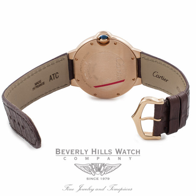 Cartier Ballon Bleu Medium 18k Rose Gold Silver Dial W6900456 HG6VQD - Beverly Hills Watch Company Watch Store