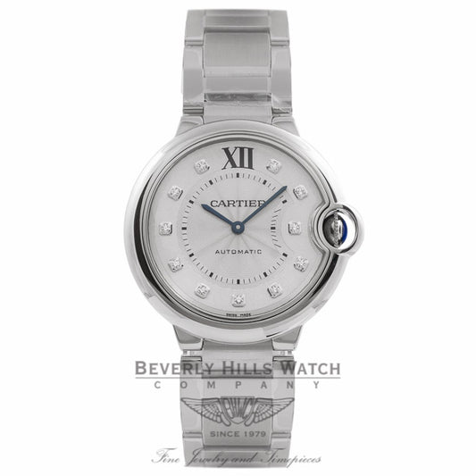 Cartier Ballon Bleu Silver Diamond Dial Stainless Steel WE902075 7380D1 - Beverly Hills Watch Store