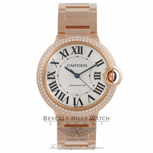 Cartier Ballon Bleu Medium Automatic 18k Rose Gold Diamond Bezel WE9005Z3 VHCWVD - Beverly Hills Watch Company Watch Store