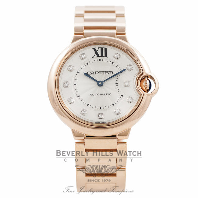 Cartier Ballon Bleu Medium 18k Rose Gold Diamond Markings WE902026 95A2Q3 - Beverly Hills Watch Company Watch Store