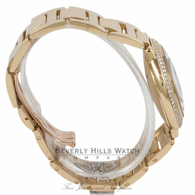 Cartier Ballon Bleu Medium Yellow Gold Diamond Bezel Automatic Silver Dial WE9004Z3 QUKJDM - Beverly Hills Watch Company Watch Store