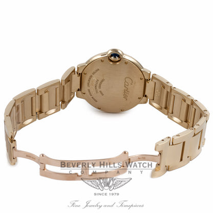 Cartier Ballon Bleu Medium Yellow Gold Diamond Bezel Automatic Silver Dial WE9004Z3 QUKJDM - Beverly Hills Watch Company Watch Store
