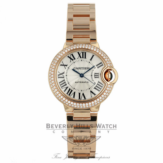 Cartier Ballon Bleu 3mm Silver Dial 18kt Rose Gold Diamond Bezel WE902034 RLM49D - Beverly Hills Watch Company
