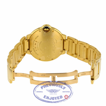 Cartier Ballon Bleu 36mm Medium Yellow Gold Diamond Bezel WE9004Z3 NY5YJP - Beverly Hills Watch Company