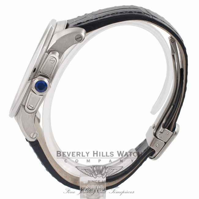 Cartier Calibre De Cartier 42MM Stainless Steel Black Alligator Strap W7100037 D55S75 - Beverly Hills Watch Company Watch Store