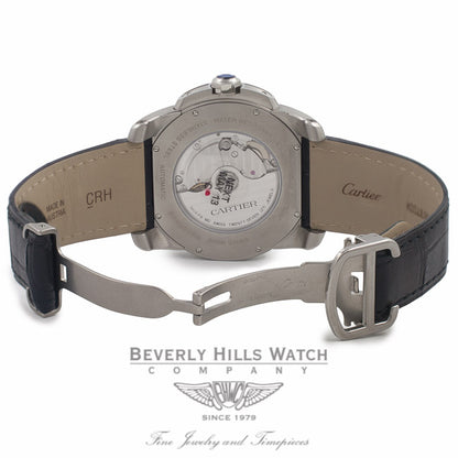 Cartier Calibre De Cartier 42MM Stainless Steel Black Alligator Strap W7100037 D55S75 - Beverly Hills Watch Company Watch Store