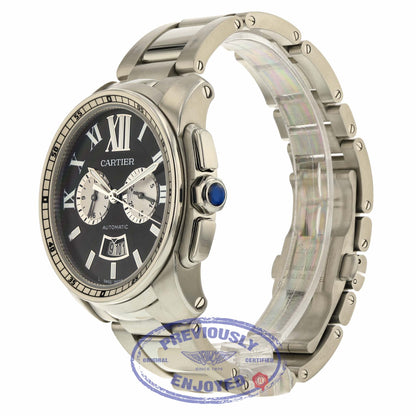 Cartier Calibre De Cartier 42mm Chronograph Black Dial Stainless Steel W7100061 2MKXMA - Beverly Hills Watch Company