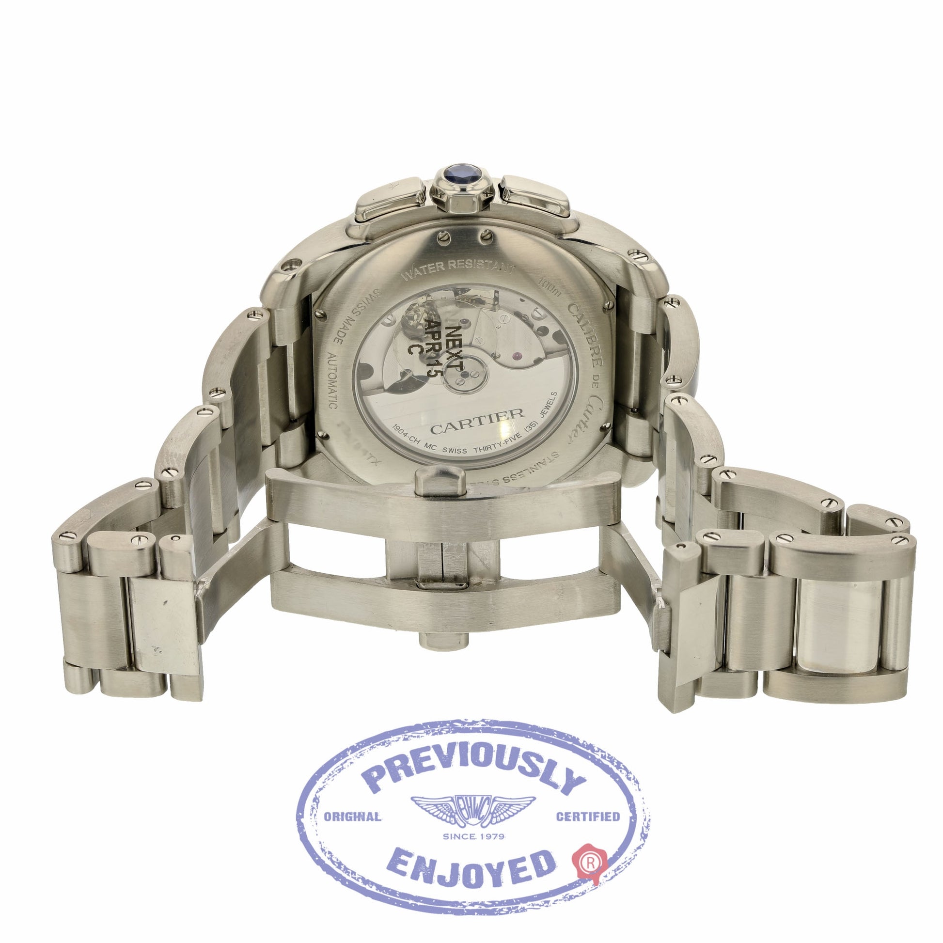 Cartier Calibre De Cartier 42mm Chronograph Black Dial Stainless Steel W7100061 2MKXMA - Beverly Hills Watch Company