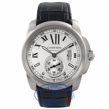 Cartier Calibre De Cartier 42MM Stainless Steel Black Alligator Strap W7100037 EV6HJT - Beverly Hills Watch Company