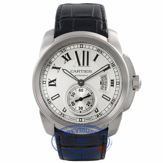 Cartier Calibre De Cartier 42MM Stainless Steel Black Alligator Strap W7100037 EV6HJT - Beverly Hills Watch Company