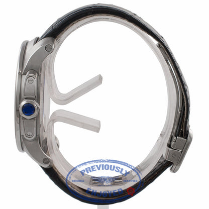 Cartier Calibre De Cartier 42MM Stainless Steel Black Alligator Strap W7100037 EV6HJT - Beverly Hills Watch Company