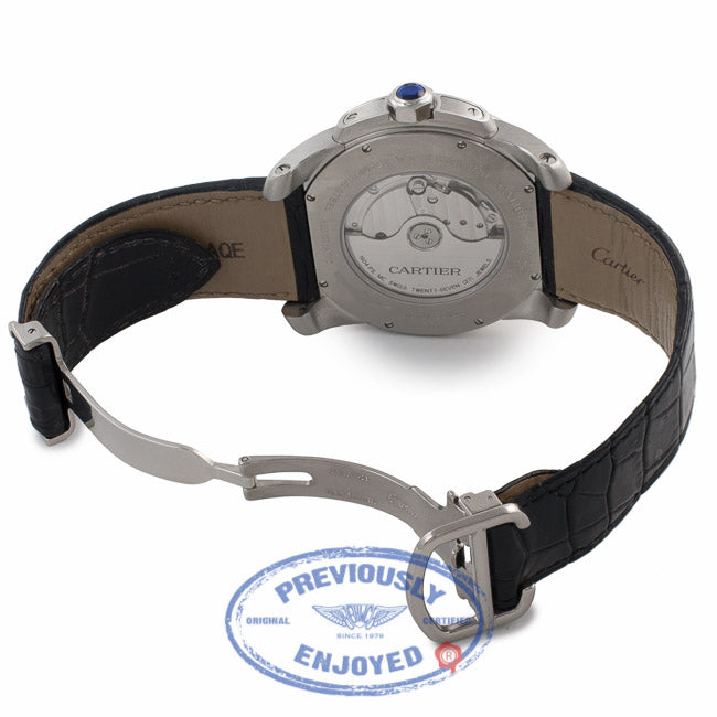 Cartier Calibre De Cartier 42MM Stainless Steel Black Alligator Strap W7100037 EV6HJT - Beverly Hills Watch Company
