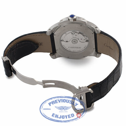 Cartier Calibre De Cartier 42MM Stainless Steel Black Alligator Strap W7100037 EV6HJT - Beverly Hills Watch Company