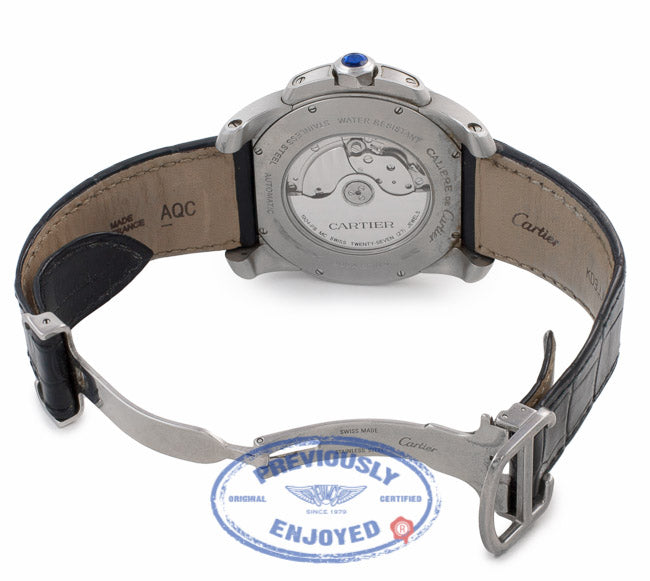 Cartier Calibre De Cartier 42MM Automatic Stainless Steel Black Dial W7100014 U0YQJ7 - Beverly Hills Watch Company Watch Store