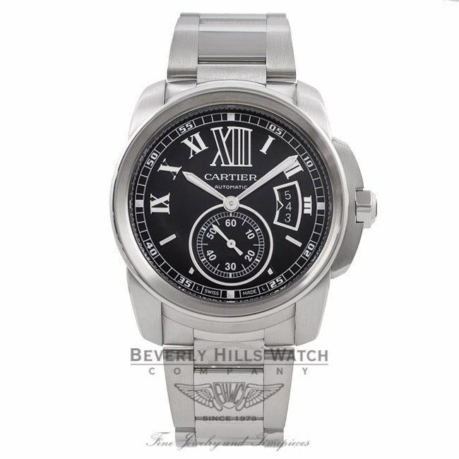Cartier Calibre 42MM Automatic Steel Watch Black Dial Watch W7100016 ISYZ4W - Beverly Hills Watch Company Watch Store
