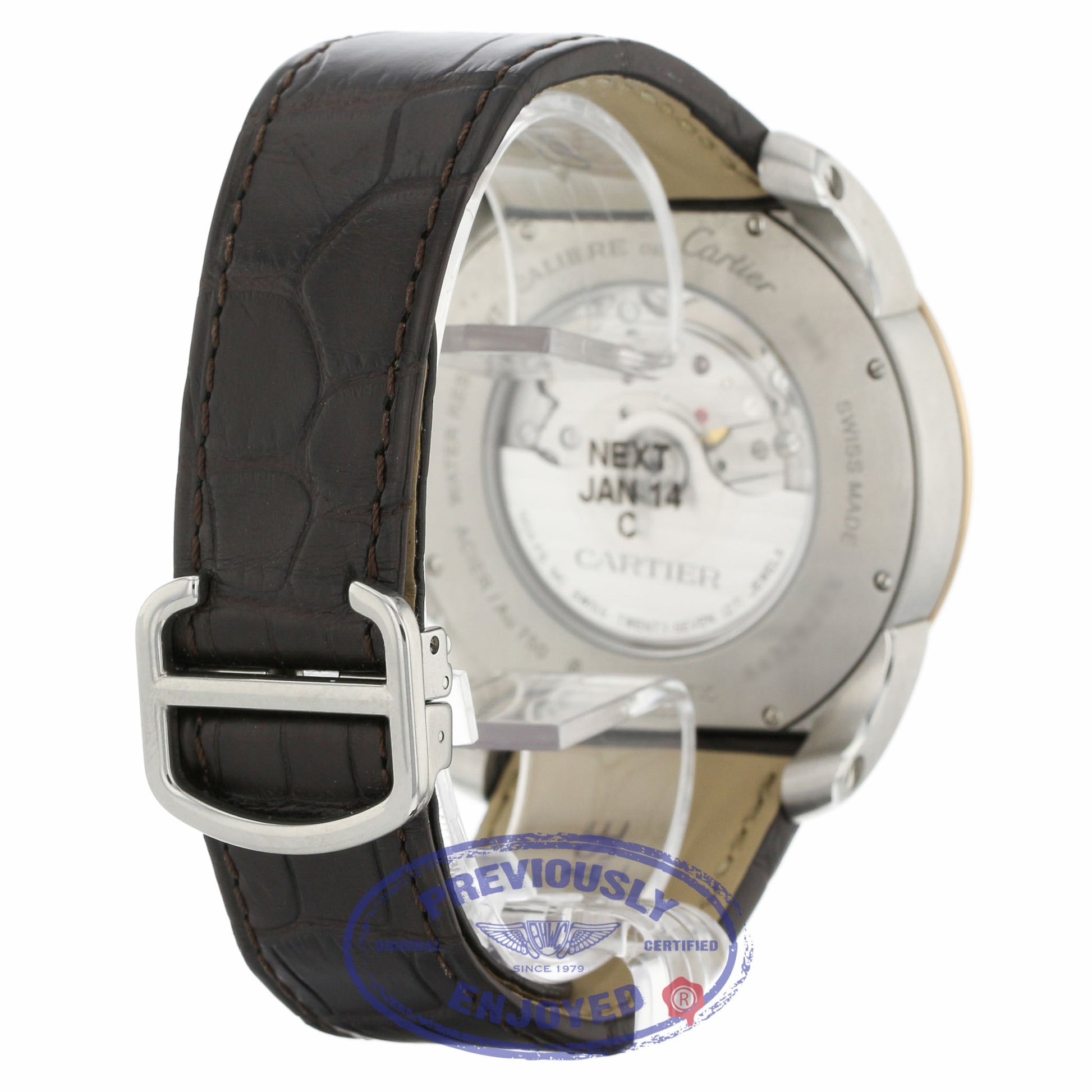 Cartier Calibre 42MM 18k Rose Gold Stainless Steel Chocolate Dial W7100051 699F6X - Beverly Hills Watch Company