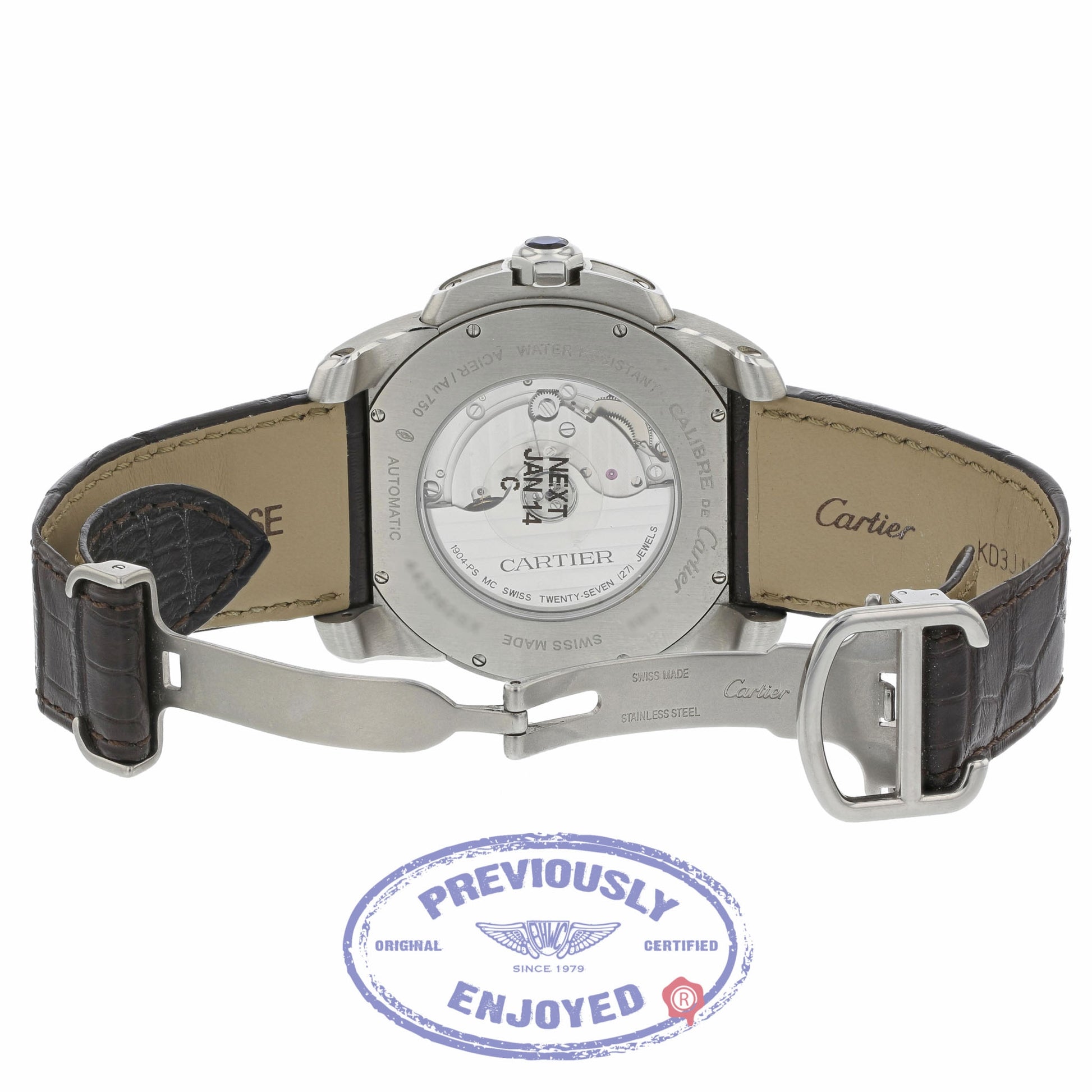 Cartier Calibre 42MM 18k Rose Gold Stainless Steel Chocolate Dial W7100051 699F6X - Beverly Hills Watch Company