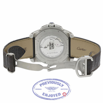 Cartier Calibre 42MM 18k Rose Gold Stainless Steel Chocolate Dial W7100051 699F6X - Beverly Hills Watch Company