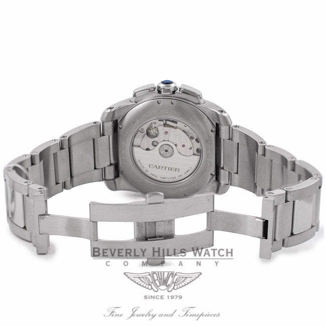 Cartier Calibre De Cartier Chronograph 42MM Stainless Steel Silver Dial W7100045 P21YZA - Beverly Hills Watch Company Watch Store