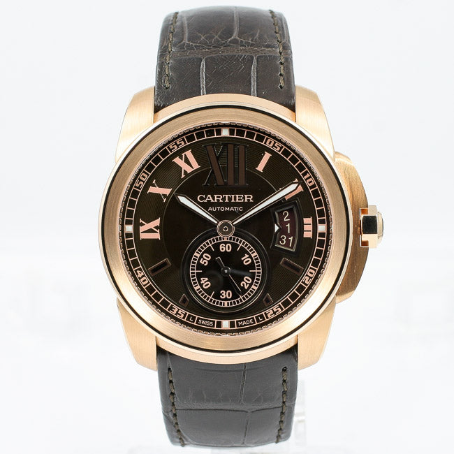 Cartier アナログ時計 ブラウンレザー Cartier Calibre Watch W7100007 - Beverly Hills Watch Company