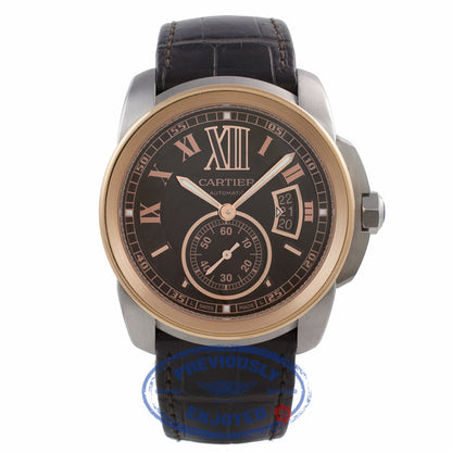 Cartier Calibre 42MM 18k Rose Gold Stainless Steel Chocolate Dial W7100051 090717 - Beverly Hills Watch Company Watch Store