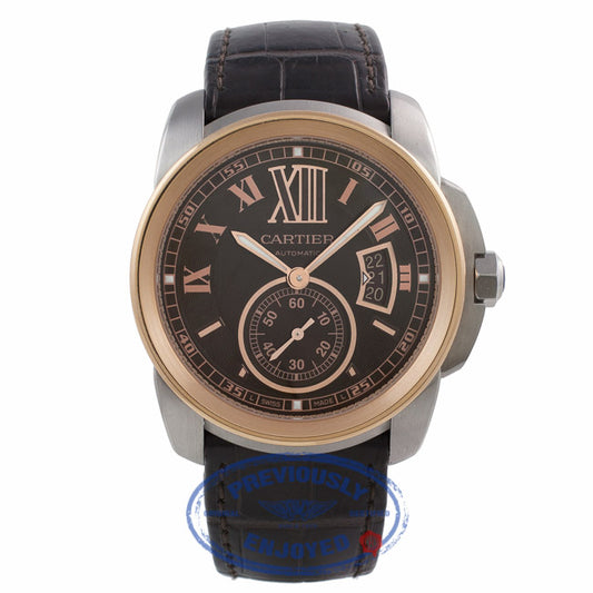 Cartier Calibre 42MM 18k Rose Gold Stainless Steel Chocolate Dial W7100051 090717 - Beverly Hills Watch Company Watch Store