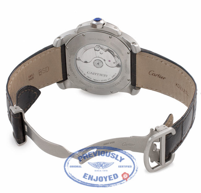 Cartier Calibre 42MM 18k Rose Gold Stainless Steel Chocolate Dial W7100051 090717 - Beverly Hills Watch Company Watch Store