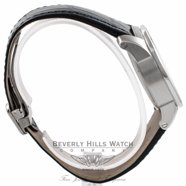 Cartier Calibre De Cartier Chronograph 42MM Stainless Steel Silver Dial Black Alligator Strap W7100046 RGSXNJ - Beverly Hills Watch Company Watch Store
