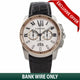 Cartier Calibre De Cartier Chronograph 42MM Stainless Steel 18k Rose Gold Bezel Silver Dial Brown Alligator Strap W7100043 5FYTV3 - Beverly Hills Watch Company