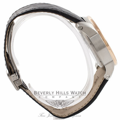 Cartier Calibre De Cartier Chronograph 42MM Stainless Steel 18k Rose Gold Bezel Silver Dial Brown Alligator Strap W7100043 5FYTV3 - Beverly Hills Watch Company