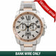 Cartier Calibre De Cartier Chronograph 42MM Stainless Steel 18k Rose Gold Bezel Silver Dial W7100042 16PBVB - Beverly Hills Watch Company Watch Store