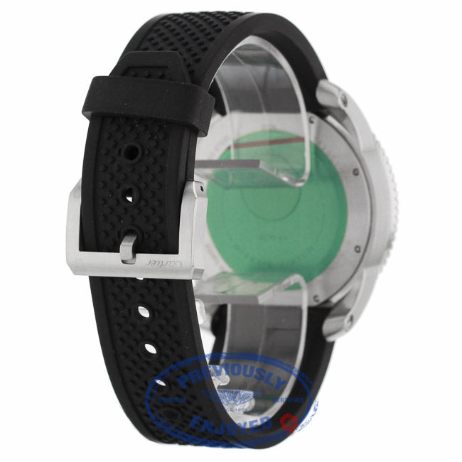 Cartier Calibre de Cartier Stainless Diver Steel Black Dial Rubber Strap W7100056 F4KYTM - Beverly Hills Watch Company