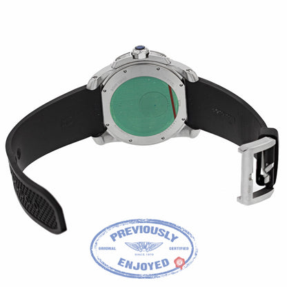 Cartier Calibre de Cartier Stainless Diver Steel Black Dial Rubber Strap W7100056 F4KYTM - Beverly Hills Watch Company