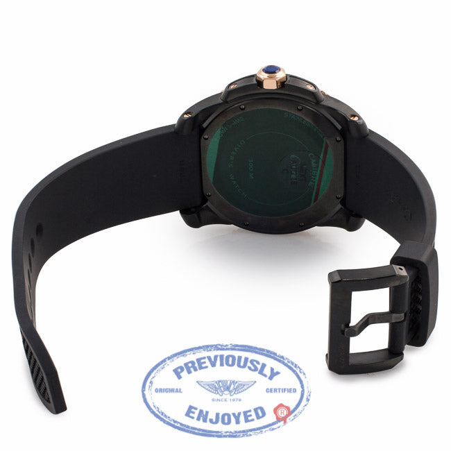Cartier Calibre de Diver 42MM DCL Rose Gold Black Rubber Strap W2CA0004 L00809 - Beverly Hills Watch Company Watch Store