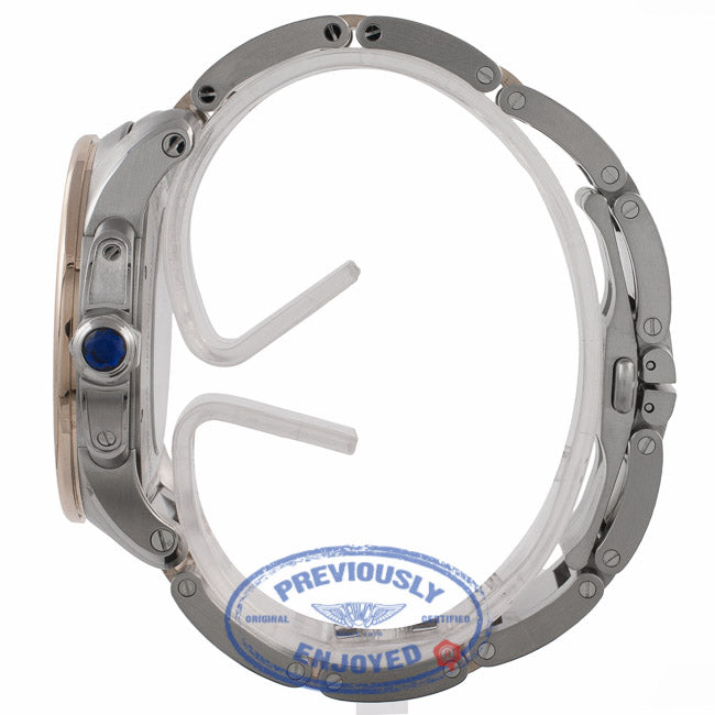 Cartier Calibre De Cartier 18k Rose Gold Stainless Steel Silver Dial W7100036 R1N8HZ - Beverly Hills Watch Company Watch Store