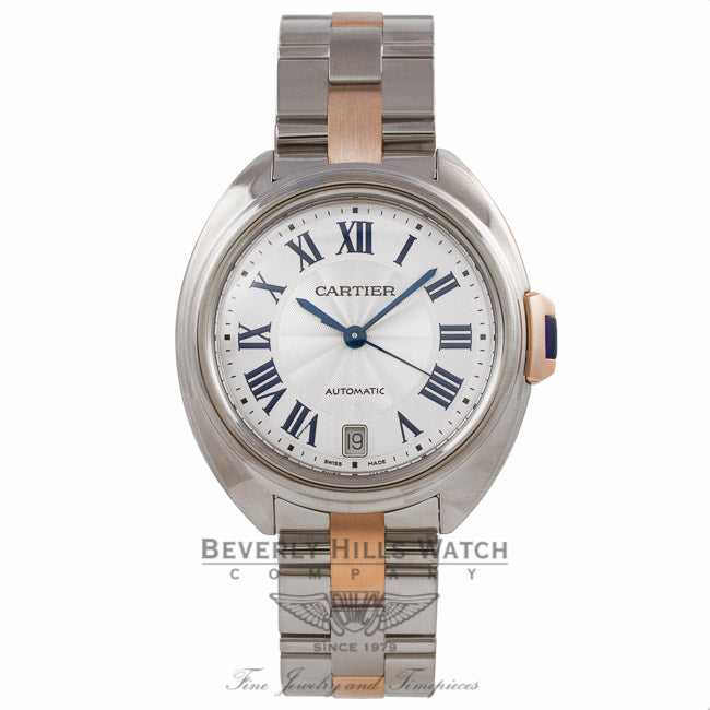 Cartier Cle De Cartier 18k Rose Gold Stainless Steel Silver Dial Bracelet W2CL0003 P0KNVU - Beverly Hills Watch Company