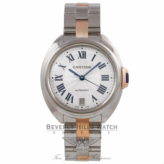 Cartier Cle De Cartier 18k Rose Gold Stainless Steel Silver Dial Bracelet W2CL0003 P0KNVU - Beverly Hills Watch Company