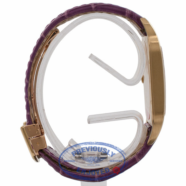 Cartier Santos Dumont 18kt Yellow Gold Purple Alligator Strap W2008751 LJ03A9 - Beverly Hills Watch Store