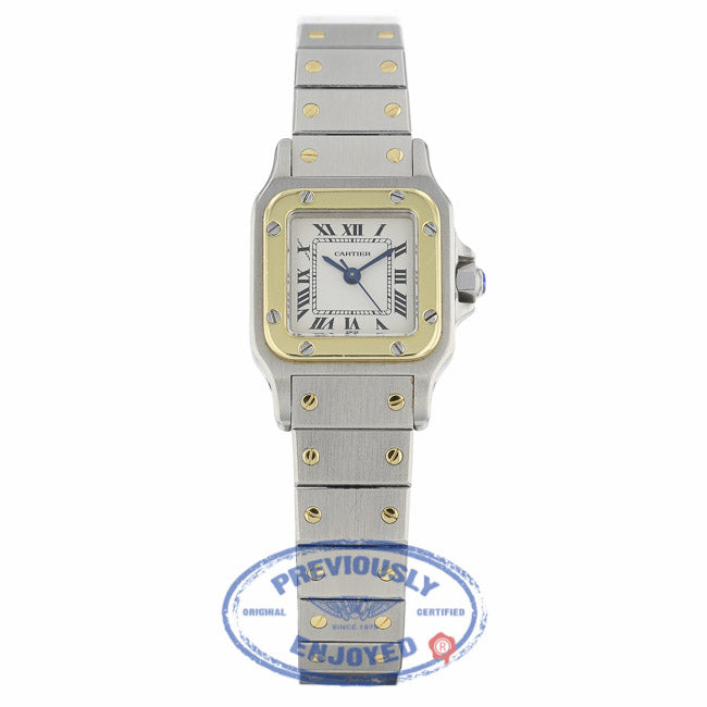 Cartier Santos Galbee 24mm Ladies Stainless Steel 18k Yellow Gold JR1MF9 - Beverly Hills Watch Company