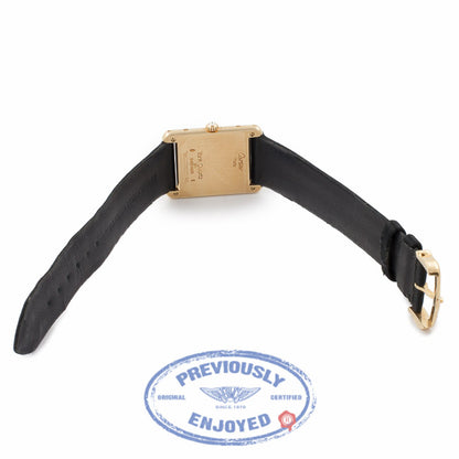 Cartier Gents Tank Louis Diamonds 18K Yellow Gold Case Satin strap 810523743 15714 - Beverly Hills Watch Store