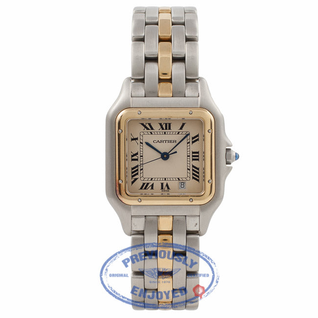 Cartier Panthere Medium Yellow Gold Stainless Steel White Dial WCAG0132 5TV54S - Beverly Hills Watch Company Watch Store