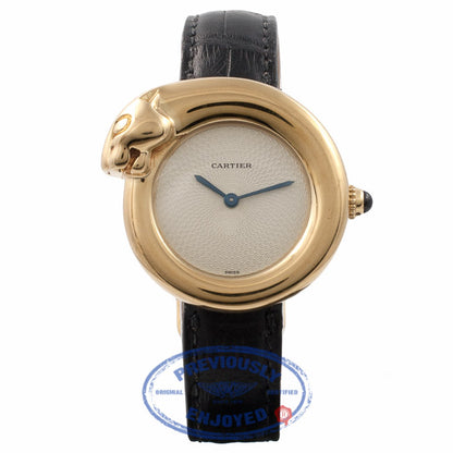 Cartier Panther Head Watch 18k Yellow Gold Ladies Ivory Dial PCWVHZ - Beverly Hills Watch Company Watch Store