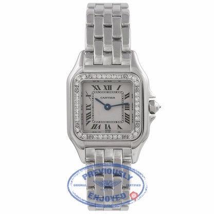 Cartier Panthere Ladies White Gold Diamond Bezel White Dial WF3091F3 LFENVW - Beverly Hills Watch Store