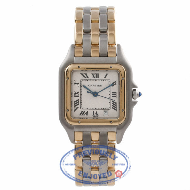 Cartier Panther 27MM 18k Yellow Gold Stainless Steel White Dial W25028B8 LFVLDM - Beverly Hills Watch Company