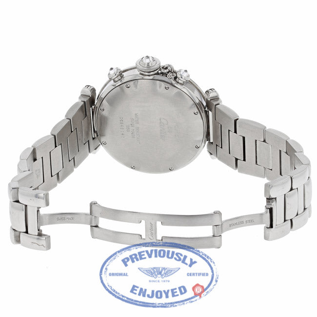 Cartier Pasha 38mm Chronograph 18k White Gold Customized Diamond Bezel R38WUH - Beverly Hills Watch Company
