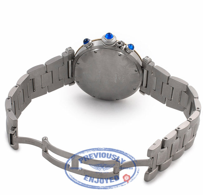 Cartier Pasha 38MM Chronograph 18K Yellow Gold Bezel Stainless Steel Bracelet 1032PASHA YM515U - Beverly Hills Watch Store