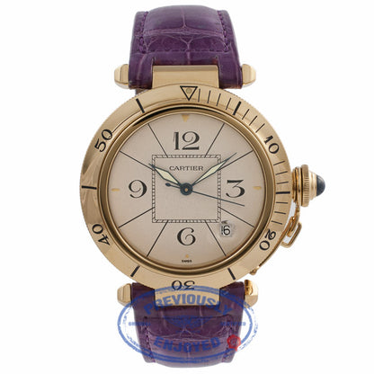 Cartier Pasha 38MM 18k Yellow Gold Automatic Purple Strap 1595 T7U8ZF - Beverly Hills Watch Company Watch Store