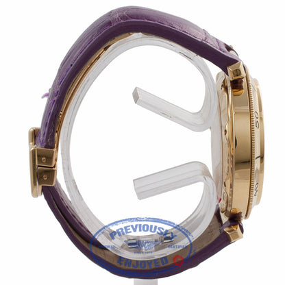 Cartier Pasha 38MM 18k Yellow Gold Automatic Purple Strap 1595 T7U8ZF - Beverly Hills Watch Company Watch Store